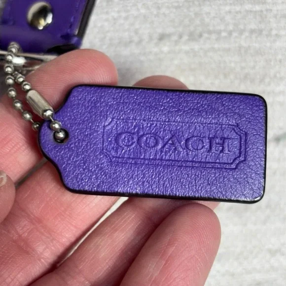 Coach Signature Monogram Canvas Purple Leather Trim Crossbody Bag - Picture 9 of 16